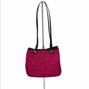Fuchsia Small Straw Shoulder Bag NWOT